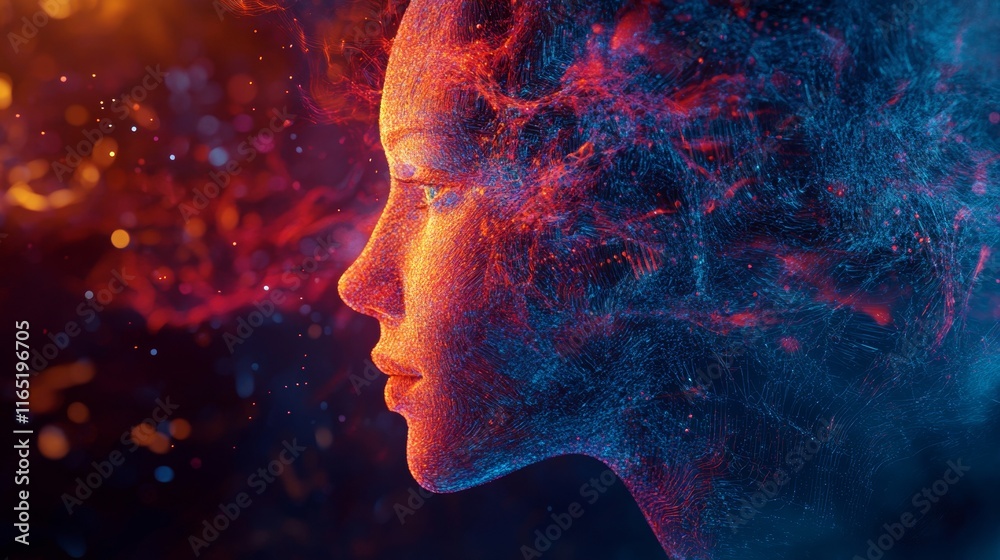 Digital Abstract Face: A Fusion of Technology and Humanity Digital Abstract Face: A Fusion of Technology and Humanity