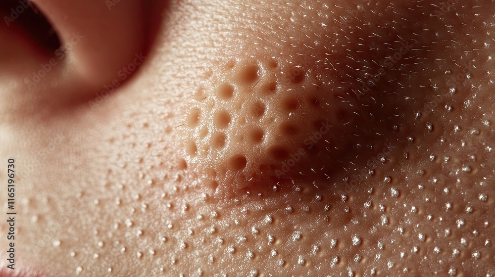 Fototapeta premium Close-Up View of Human Skin Texture Showing Pores and Hair Follicles