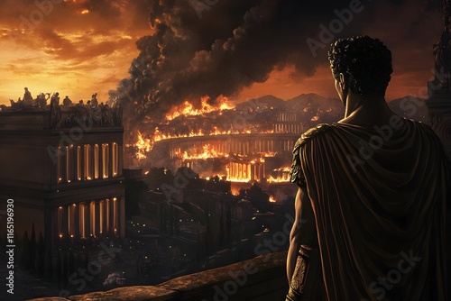 Nero Watches Rome Burn: A Digital Painting of Ancient Rome in Flames