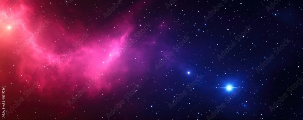 Naklejka premium Starry abstract background concept. A vibrant cosmic expanse showcasing stars and colorful nebulae in deep space.