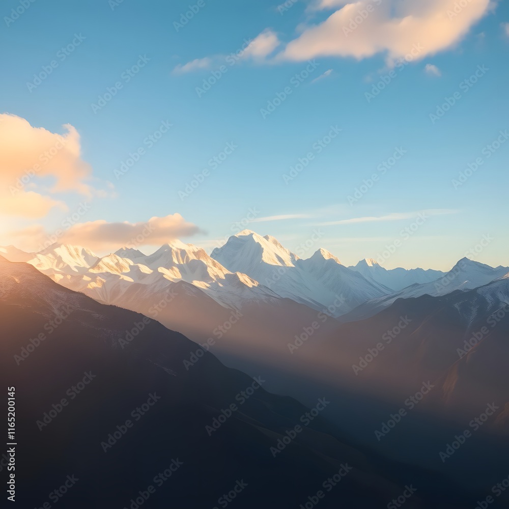 Obraz premium Snow-Capped Mountain Range at Dawn