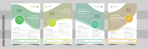 Lawn and gardening service flyer design template. Tree and gardening service poster leaflet design. lawnmower flyer template. Flyer design template for lawn and gardening services.