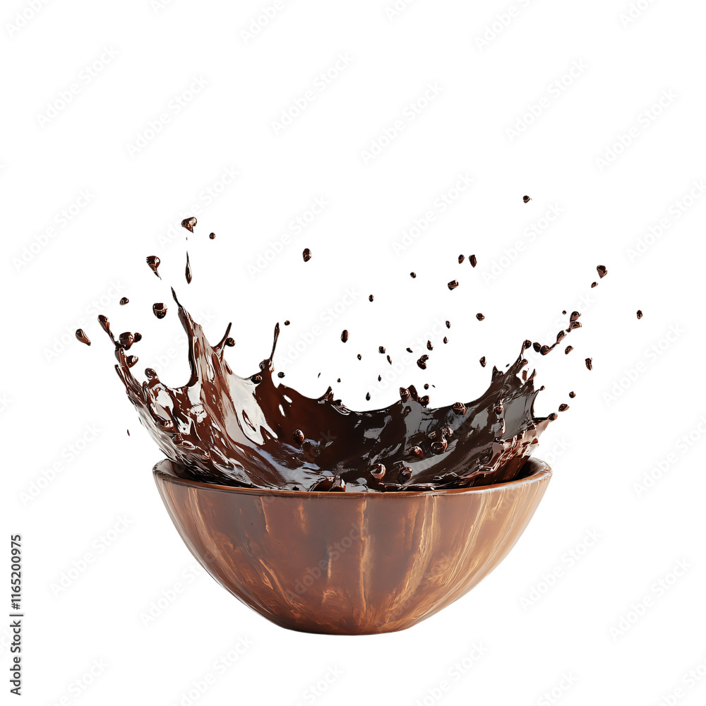 Fototapeta premium a bowl of chocolate is being splashed with a liquid