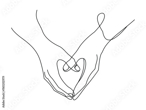  line art hands making heart symbol of love