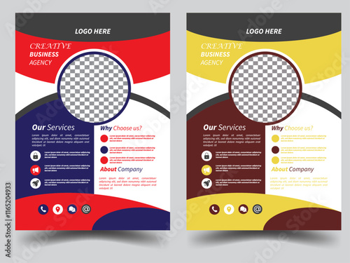 modern flyer design, cover modern layout, annual report,  with colorful triangles
