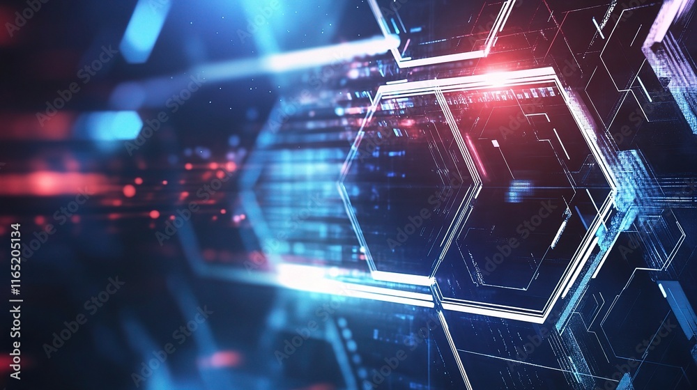 Obraz premium Hexagonal Background Design with Abstract Digital Elements