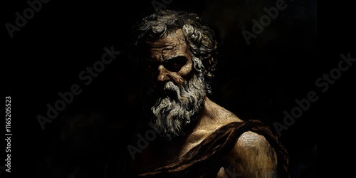 The Ancient One: A Dramatic Chiaroscuro Portrait of a Bearded Man