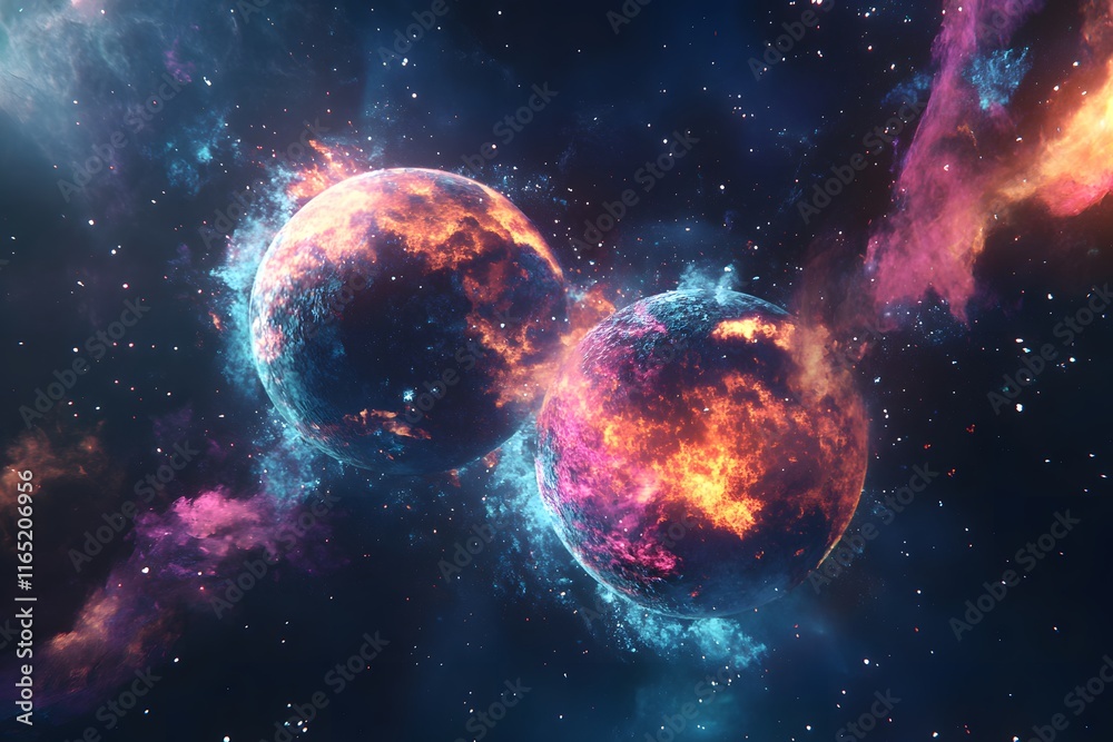 Fiery Celestial Dance: A Cosmic Ballet of Burning Planets Fiery Celestial Dance: A Cosmic Ballet of Burning Planets
