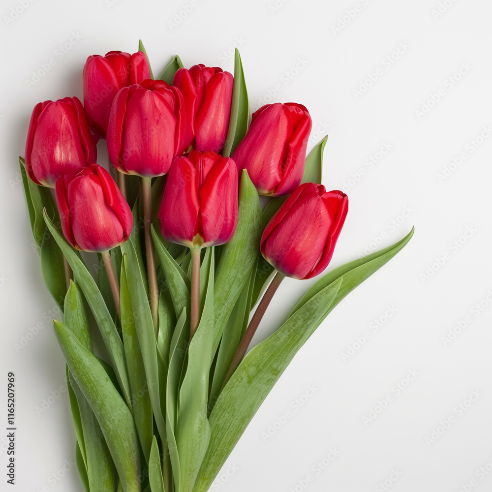 A Bunch of Red Tulips in Full Bloom Against a White Background, Displaying Their Vibrant Red Petals and Elegance
A Bunch of Red Tulips in Full Bloom Against a White Background, Displaying Their Vibrant Red Petals and Elegance
