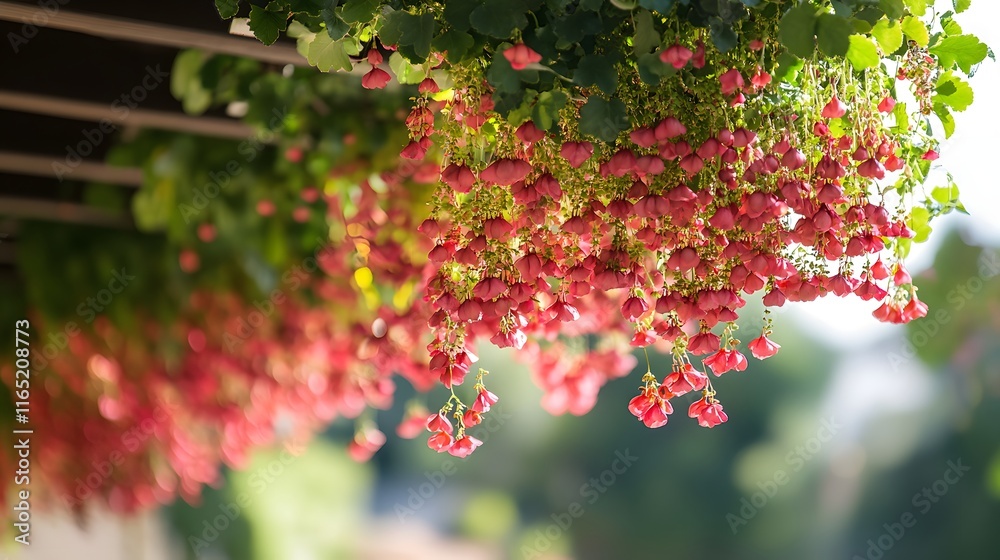 Stunning Cascading Pink Flowers Hanging from a Pergola