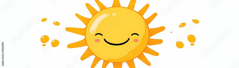 Cheerful Sun Illustration, Bright, Happy, Summer Cheerful Sun Illustration, Bright, Happy, Summer