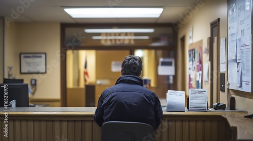 Man Waiting at Reception Desk