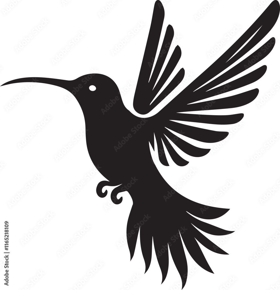 Fototapeta premium Humming bird silhouette vector artwork