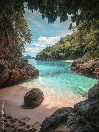 Beach with rocky coastline
