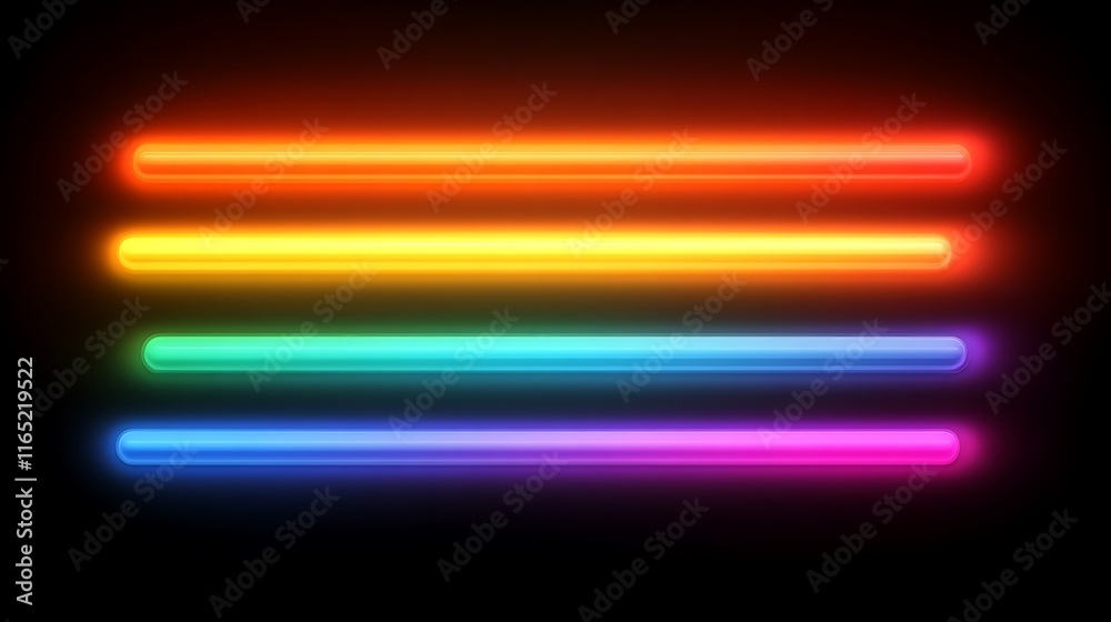 Vibrant Rainbow Neon Lights Glow Dark Background Vibrant Rainbow Neon Lights Glow Dark Background