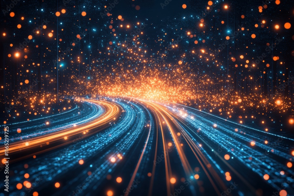 Abstract Data Stream, Digital Highway, Futuristic Technology Background
