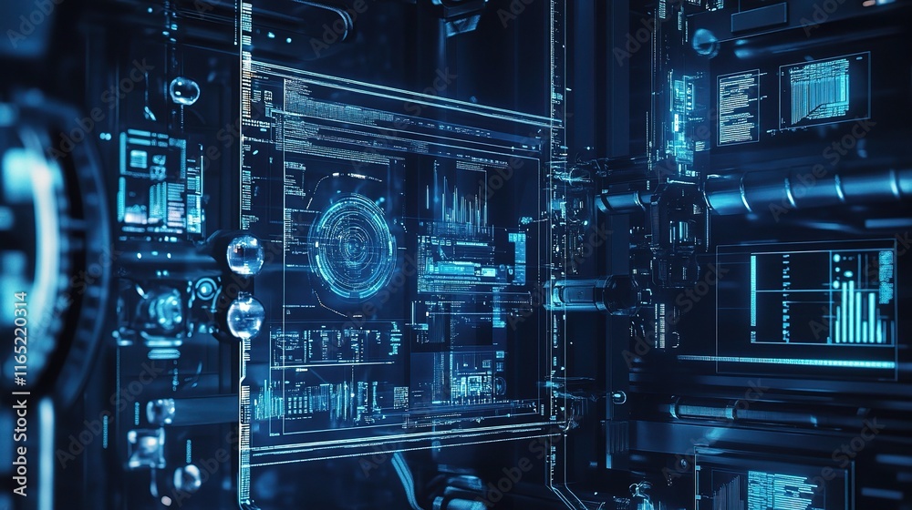 Fototapeta premium Digital Interface for Factory Automation Tools in High-Tech Environment
