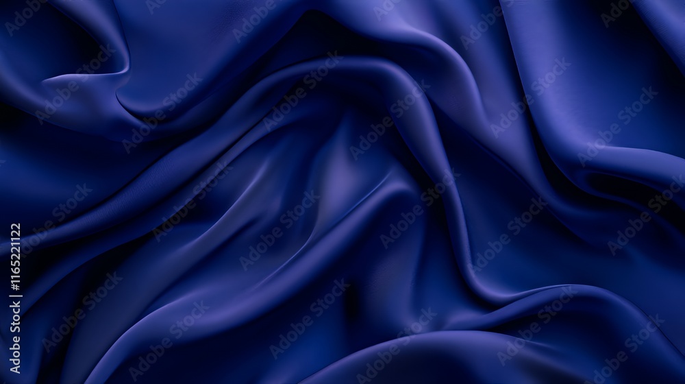 Fototapeta premium Deep Blue Silk Draped Luxuriously Soft Fabric