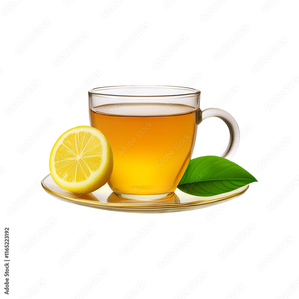 Cup of lemon tea on transparent background Cup of lemon tea on transparent background