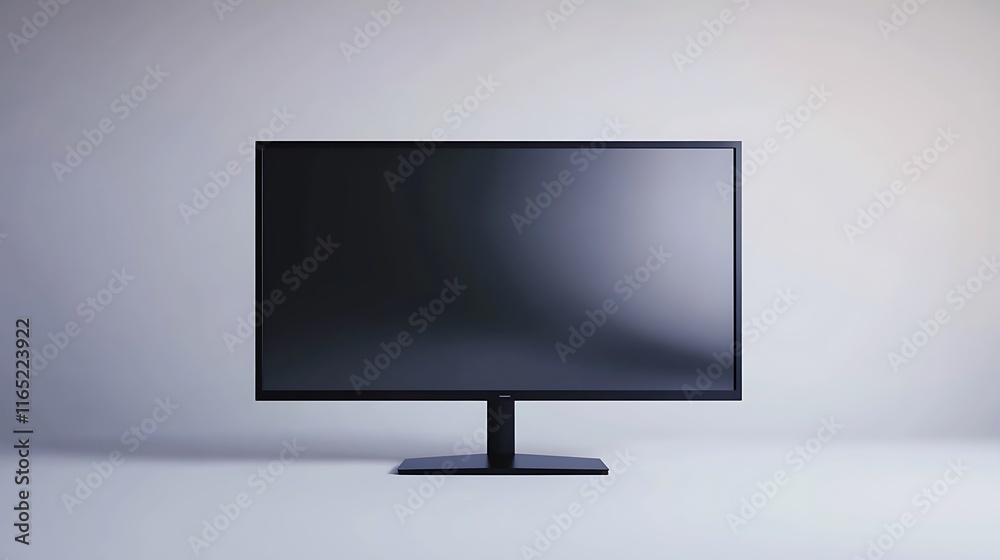 Modern Black Computer Monitor on White Background Modern Black Computer Monitor on White Background