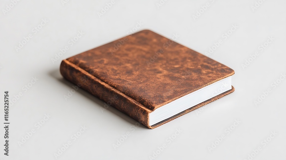 Brown Leather Notebook on White Background Brown Leather Notebook on White Background