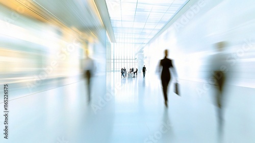Modern Blurred Office Space with Professionals in Business Attire