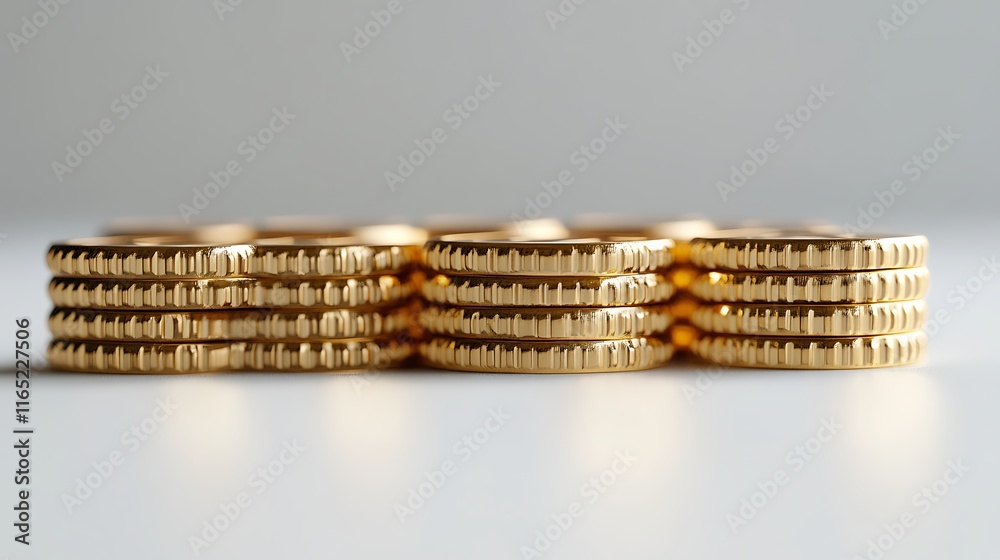 Stacks of Gold Coins on White Background Stacks of Gold Coins on White Background