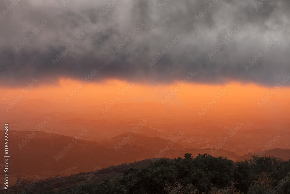 Fototapeta premium Rioja alavesa view at sunset from above
