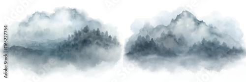 Enchanting misty mountains and forests create a serene landscape, inviting tranquility and reflection.
