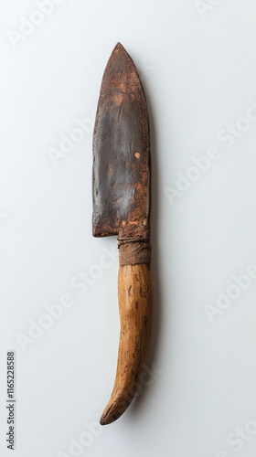 An Antique, Rusty Knife with a Wooden Handle: A Glimpse into the Past, A Testament to Time