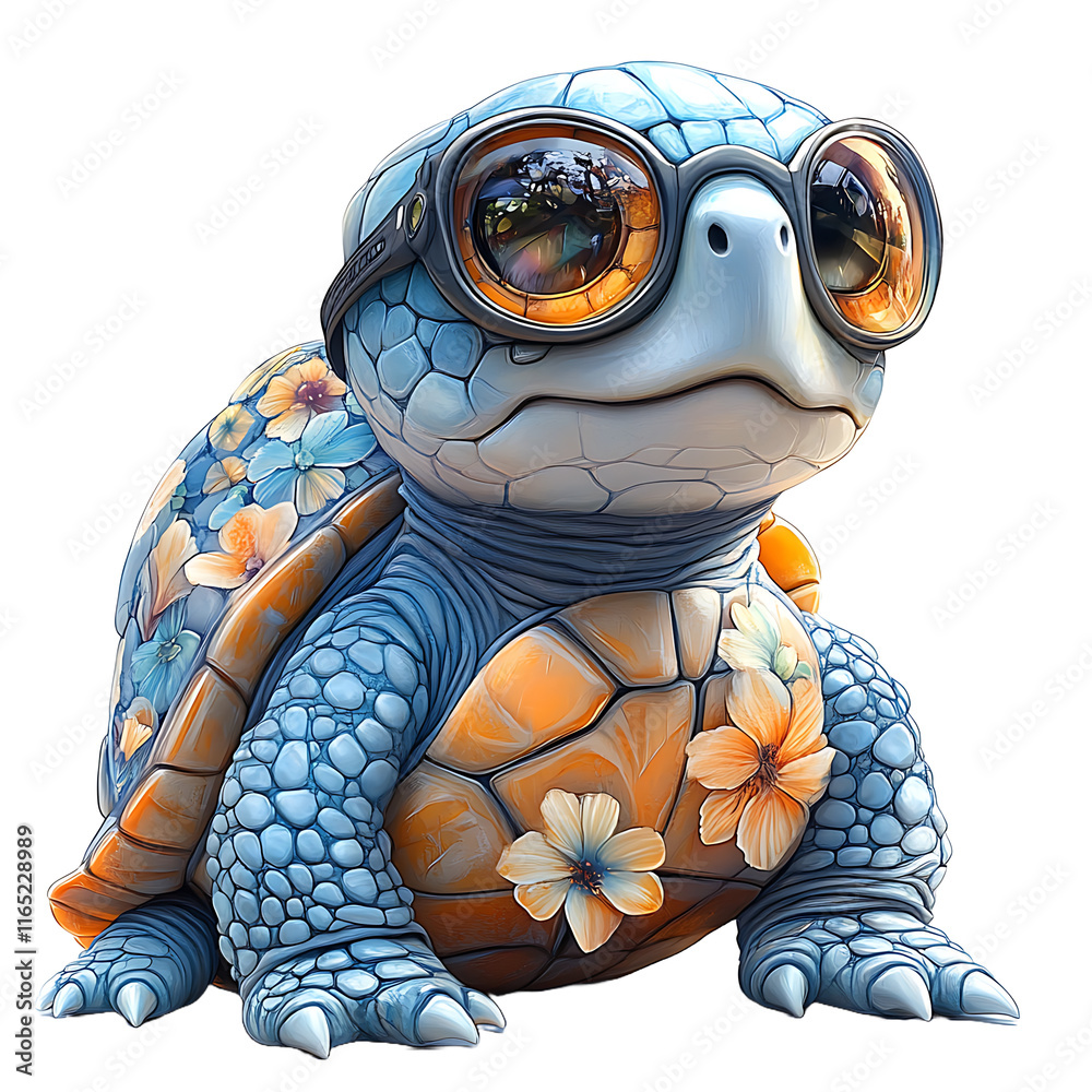 Fototapeta premium Artistic turtle sketch with detail isolated on transparent background