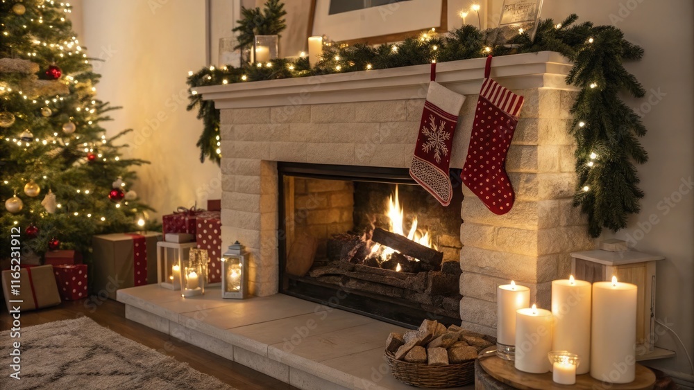 fireplace with christmas decorations fireplace with christmas decorations