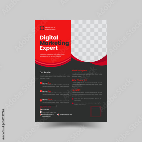   Corporate business flyer & brochure Template vector Design, modern business flyer template, abstract business flyer and creative design with natural shape and Rad & Blackcolor. Marketing, business  