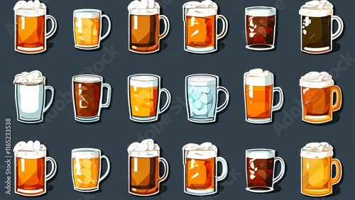 Cartoon seamless Background for International or National Beer Day: Fun and Playful Design in Cheerful Colors