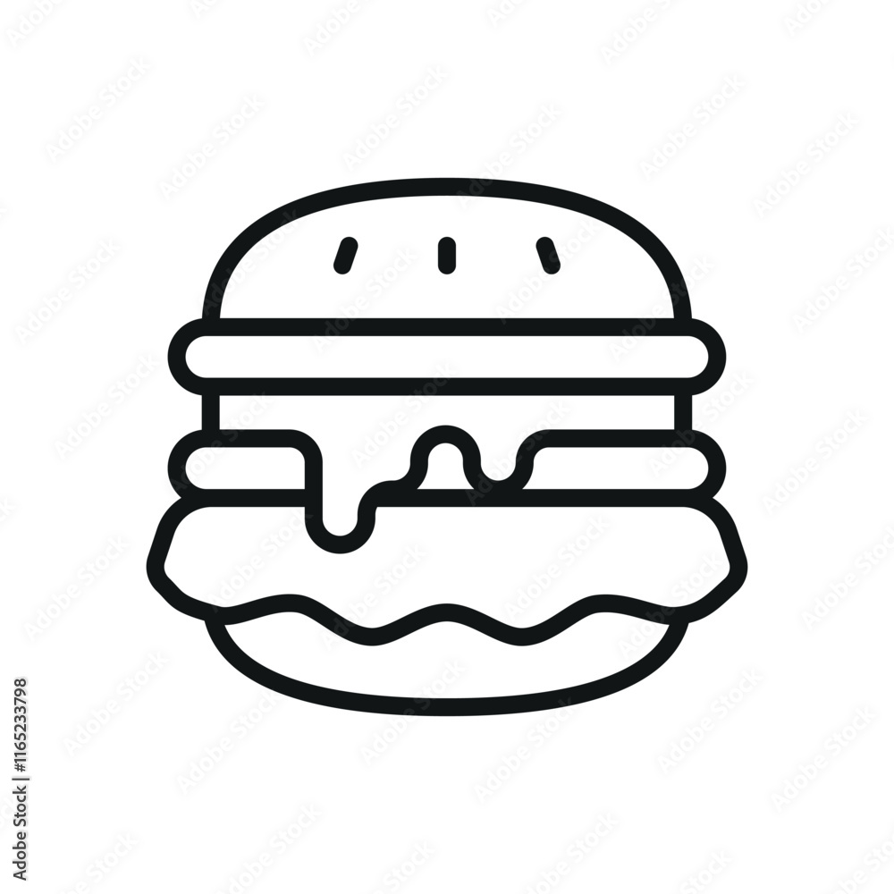 Hamburger Food Icon features a juicy and mouth-watering design, perfect for representing fast food, casual dining, or burger specialty restaurants Hamburger Food Icon features a juicy and mouth-watering design, perfect for representing fast food, casual dining, or burger specialty restaurants