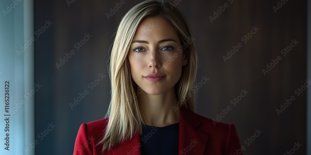 Woman in Red Jacket Looking Ahead Woman in Red Jacket Looking Ahead