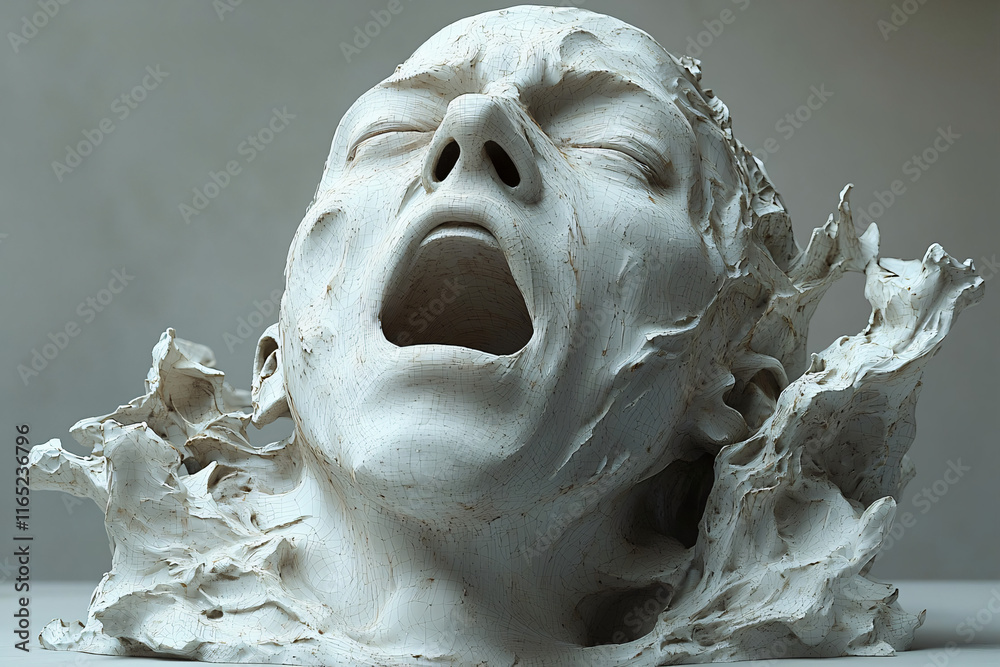 Naklejka premium male head 3D model, screaming