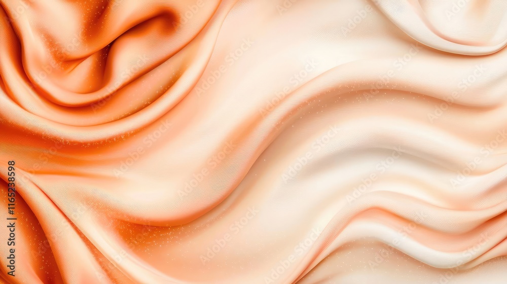 Obraz premium Cosmic abstract background idea. Elegant fabric waves in soft peach and cream tones, perfect for creative design projects.