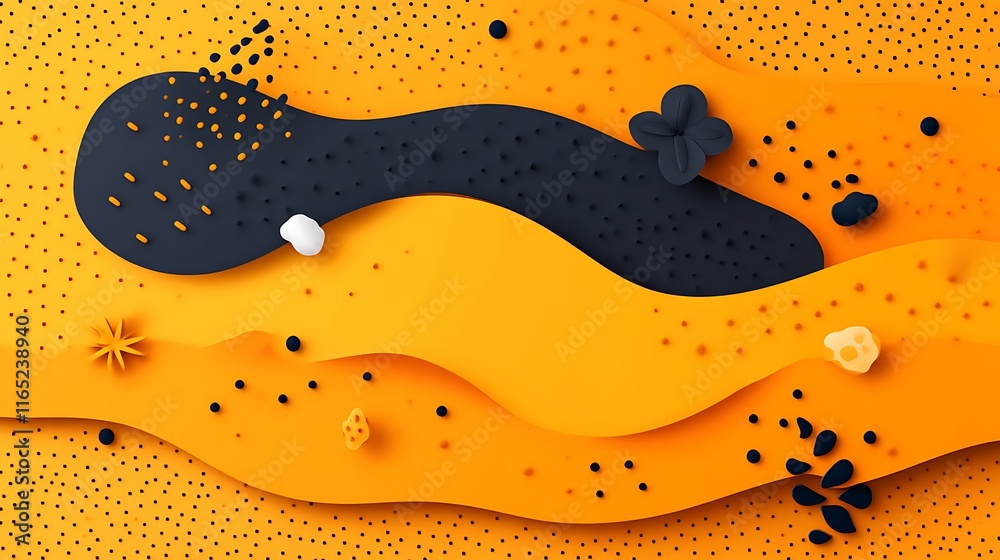 Abstract Orange and Black Paper Cut Design Abstract Orange and Black Paper Cut Design