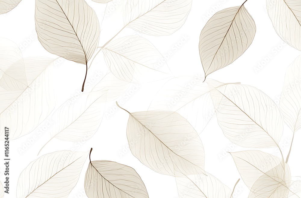 Fototapeta premium White background with beige leaf veins