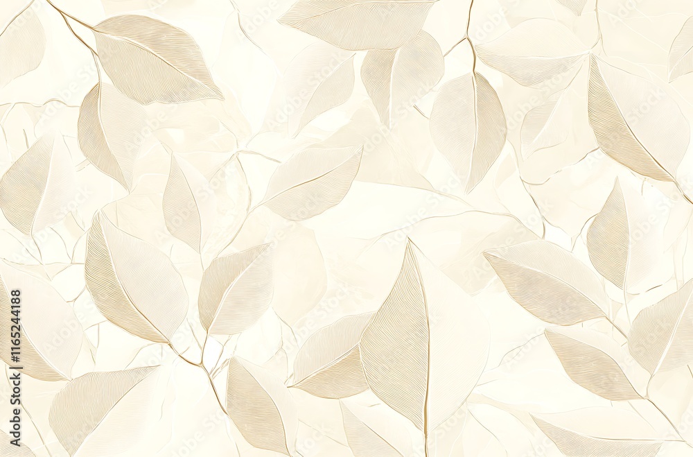 Fototapeta premium White background with beige leaf veins