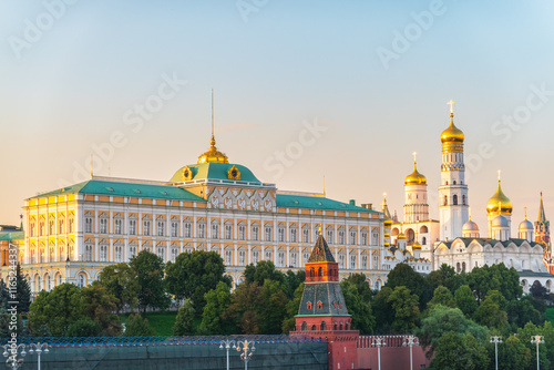 Grand Kremlin Palace. Ivan the Great Bell Tower on a summer day. Attractions of Russia. Panorama of Moscow. The capital of Russia on a summer day. photo