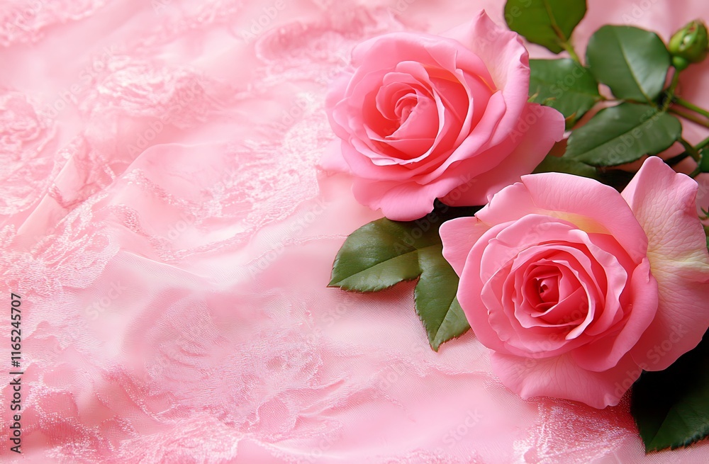Pink roses border on a pink background with copy space for text, spring background Pink roses border on a pink background with copy space for text, spring background