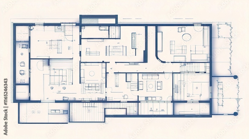 Detailed Clean Floor Plan Blueprint for Modern Architecture Design Detailed Clean Floor Plan Blueprint for Modern Architecture Design