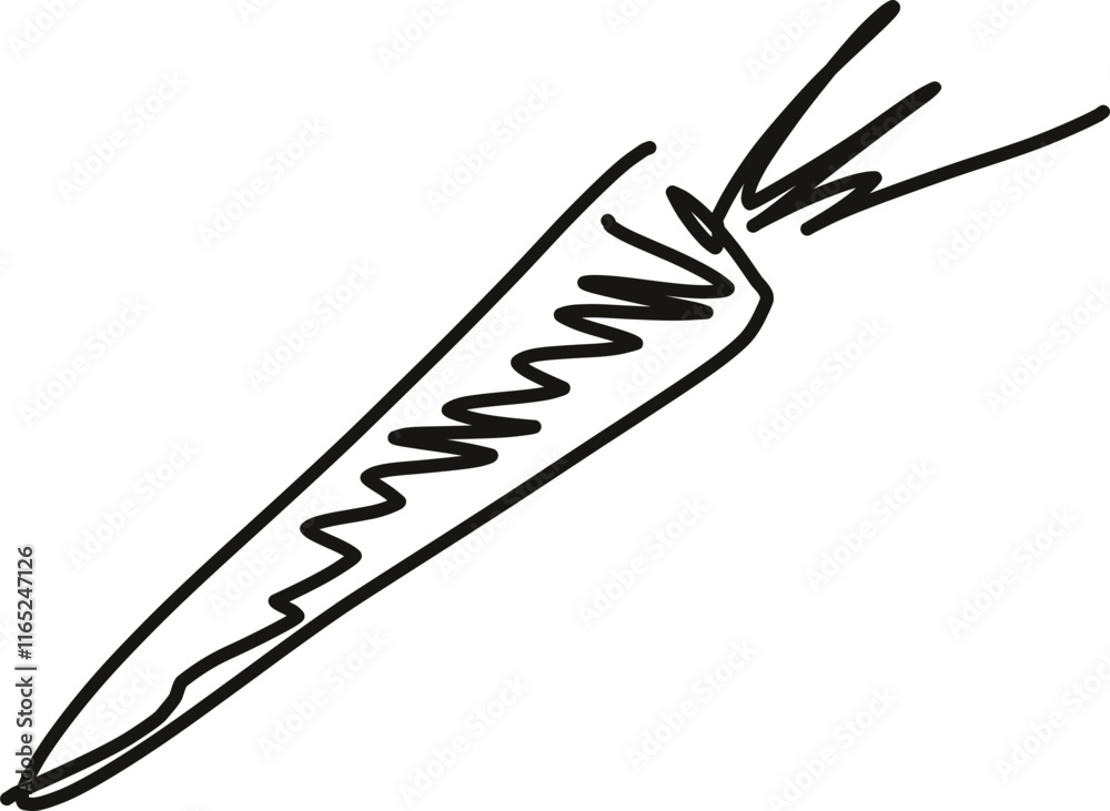 Obraz premium hand drawn carrot vector silhouette. line art sketch