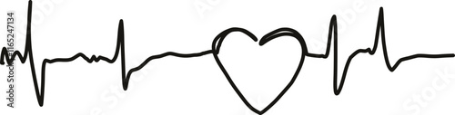 hand drawn heart line vector silhouette. line art sketch