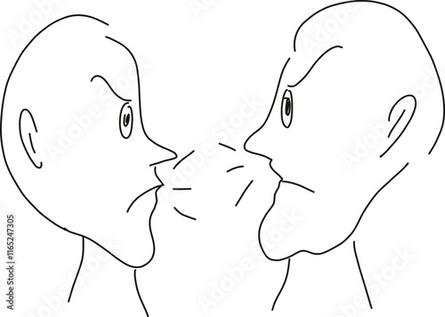 hand drawn two people arguing vector silhouette. line art sketch