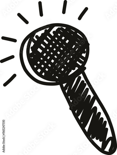 hand drawn mic vector silhouette. line art sketch