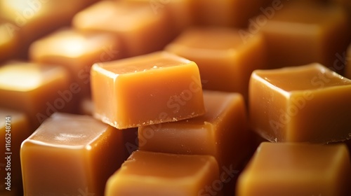 Golden Brown Caramel Cubes Sweet Treat Delight photo