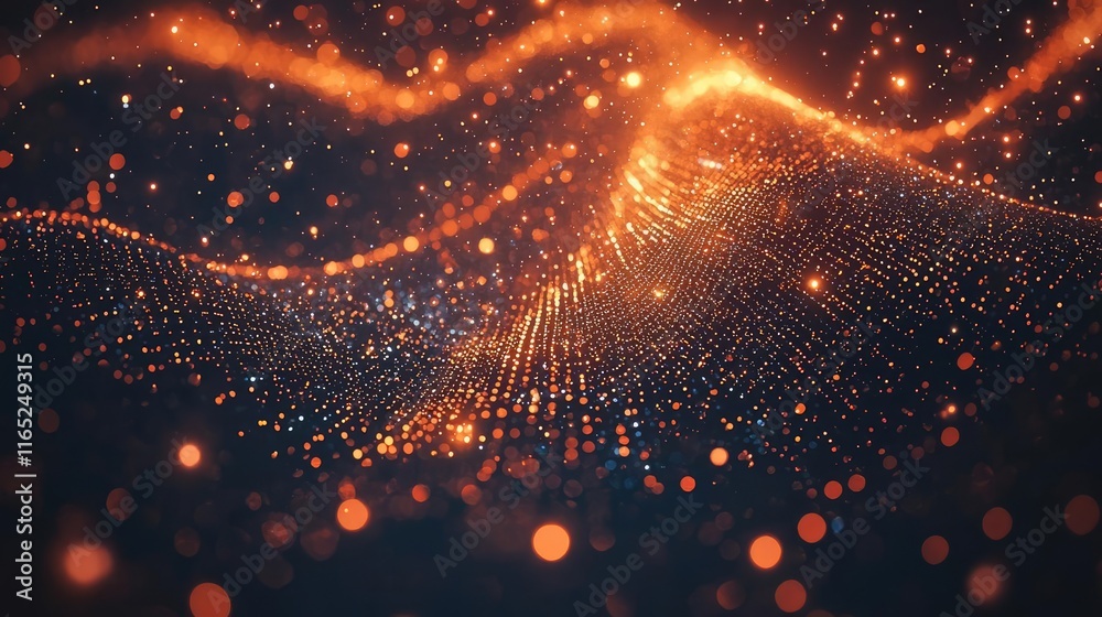 Fireworks abstract background concept. A stunning abstract design featuring flowing orange waves and luminous particles. Fireworks abstract background concept. A stunning abstract design featuring flowing orange waves and luminous particles.